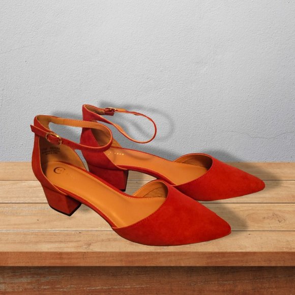 C Est 1946 rust block-heel d'orsay shoes with ankle strap, size 11 NWOT - Picture 5 of 9